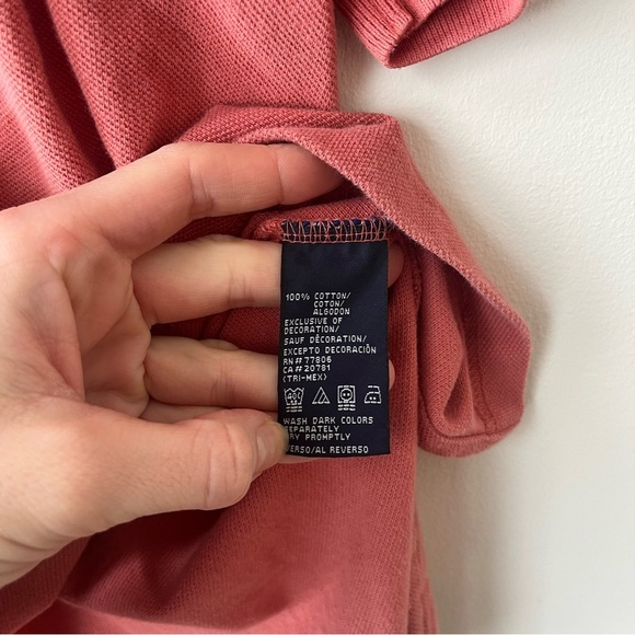 Tommy Hilfiger Salmon Pink Red Polo Shirt Men’s L Y2K Preppy Classic 100% Cotton - Picture 4 of 8